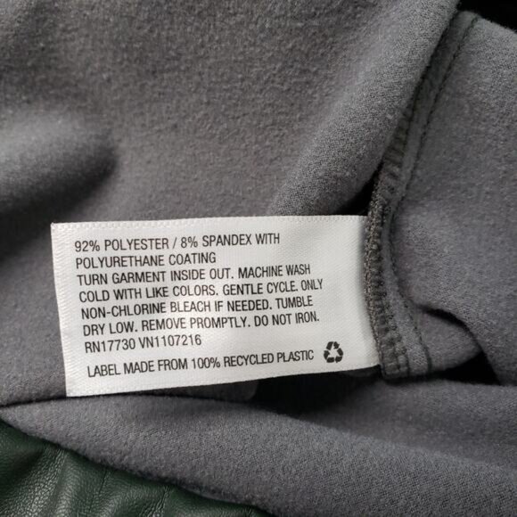 A New Day Faux Leather Leggings Womens XL Green Fleece Lined Matte High Waisted - Picture 9 of 16